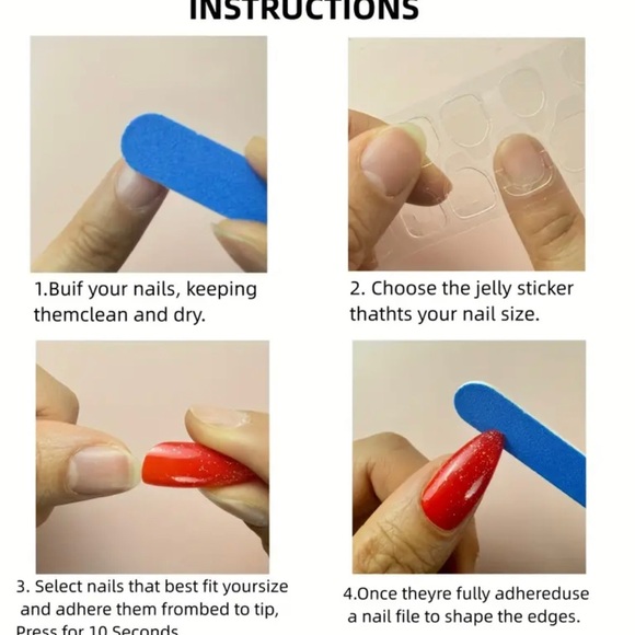 24pcs Short Press-on Nail Square Y2K Black Nail Art Glitter Circle Design - Picture 3 of 4